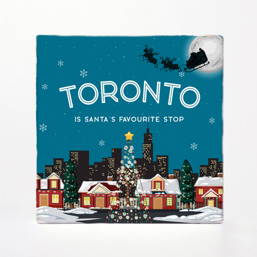 Your City Is Santa's Favourite Stop Custom Coasters (Canada/UK Version)