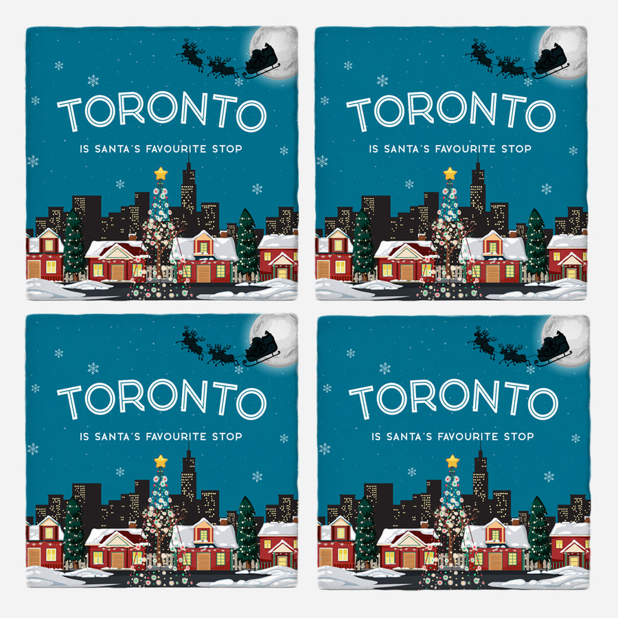 Your City Is Santa's Favourite Stop Custom Coasters (Canada/UK Version)