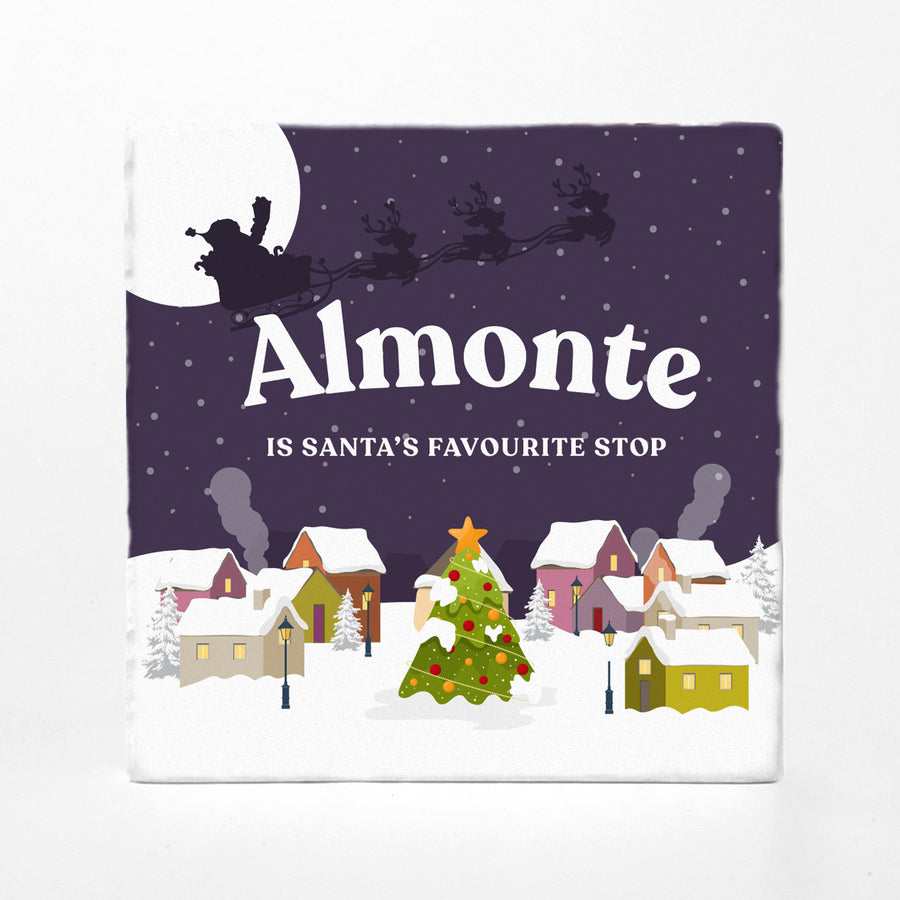 Your Town Is Santa's Favourite Stop Custom Coasters (Canada/UK Version)