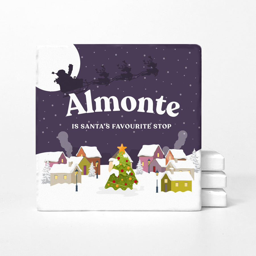 Your Town Is Santa's Favourite Stop Custom Coasters (Canada/UK Version)
